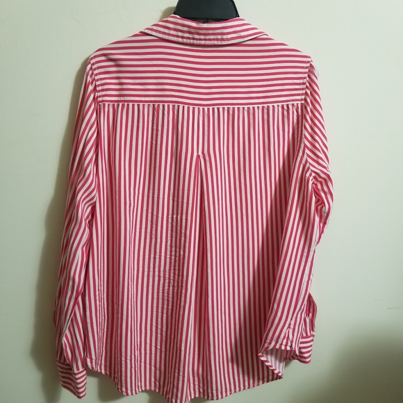NWOT Red White Striped Button Down Shirt - Picture 6 of 6
